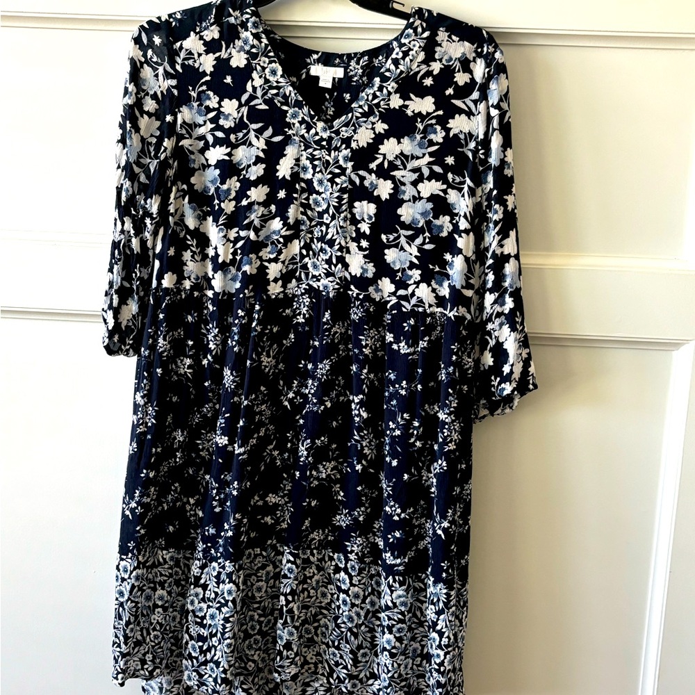 J Jill Navy Blue Mixed Media dress Size Medium